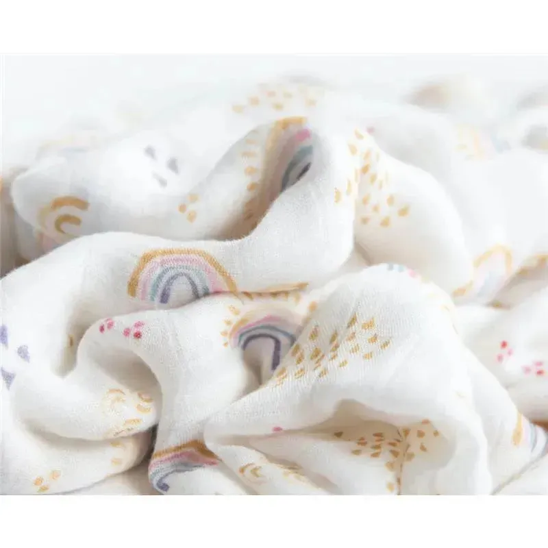 Little Unicorn - 2Pk Deluxe Muslin Swaddle, Rainbow Gingham - Image 3