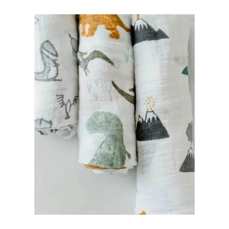 Little Unicorn 3-Pack Cotton Swaddle Set, Dino Friends - Image 4