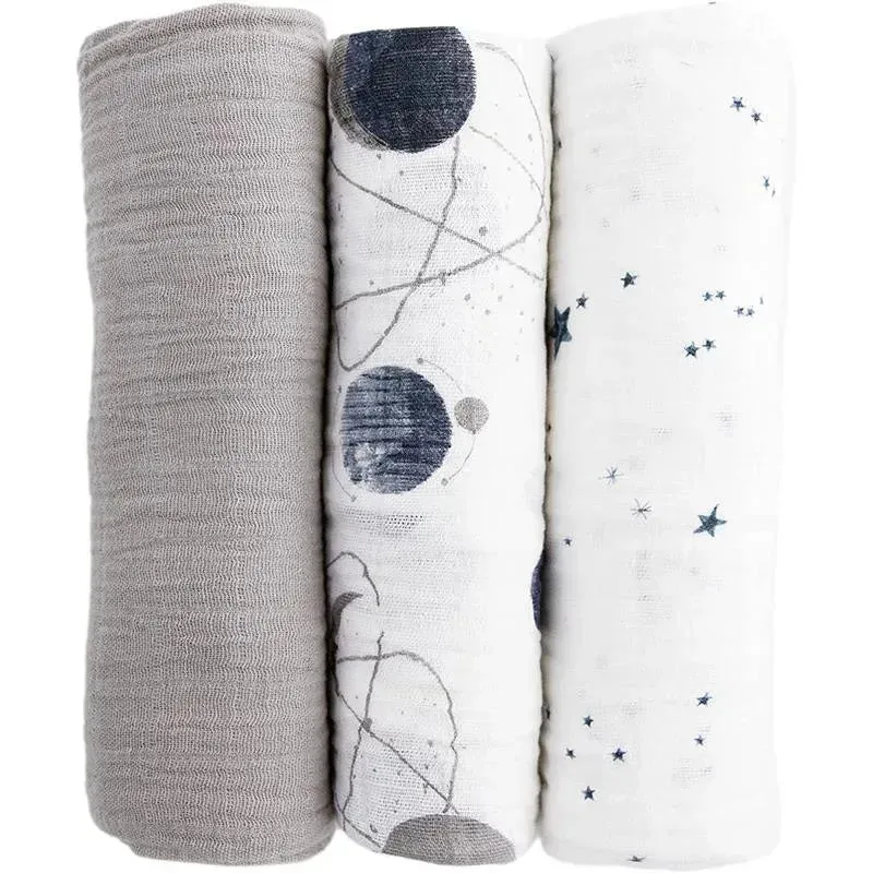 Little Unicorn - 3Pk Cotton Muslin Swaddle, Planetary 2
