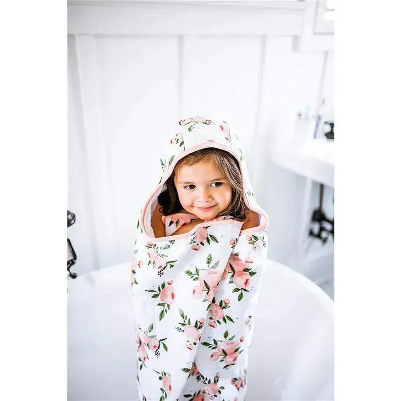 Little Unicorn - Cotton Hooded Towel & Wash Cloth, Watercolor Roses - Image 3