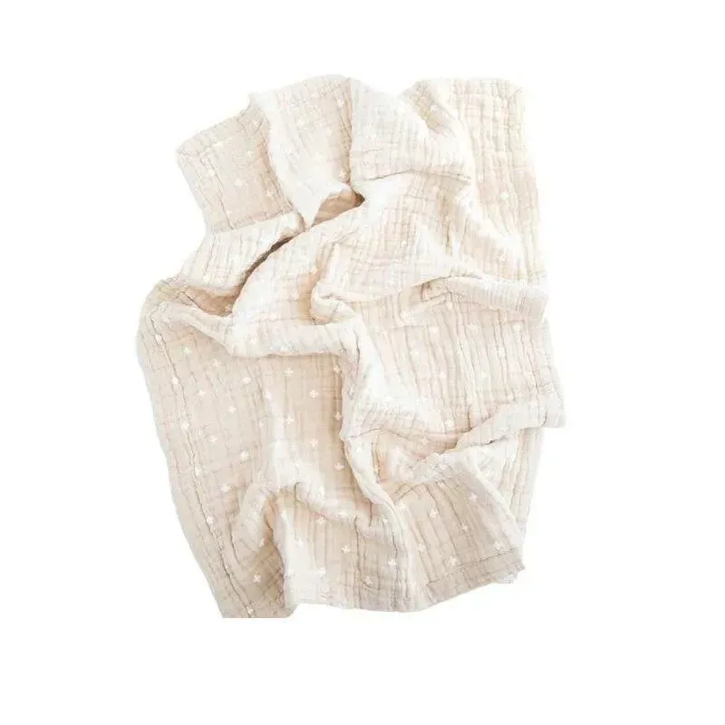 Little Unicorn - Cotton Muslin Baby Quilt, Taupe Cross - Image 2