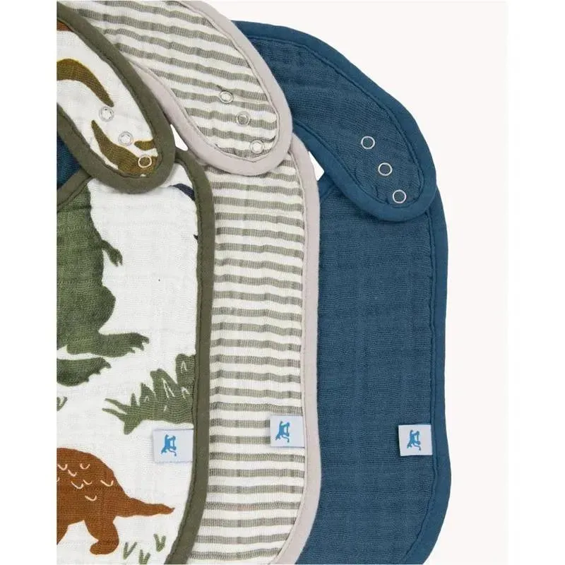 Little Unicorn Cotton Muslin Classic Bib 3 Pack - Dino Friends - Image 2