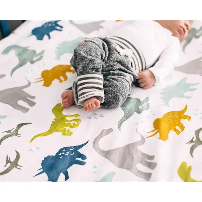 Little Unicorn Cotton Muslin Crib Sheet - Dino Friends - Image 6