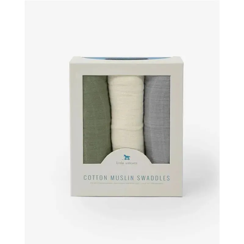Little Unicorn Cotton Muslin Swaddle 3 Pack Fern - Image 2