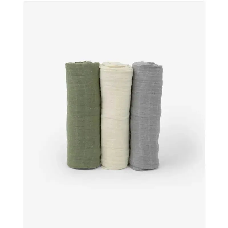Little Unicorn Cotton Muslin Swaddle 3 Pack Fern - Image 3