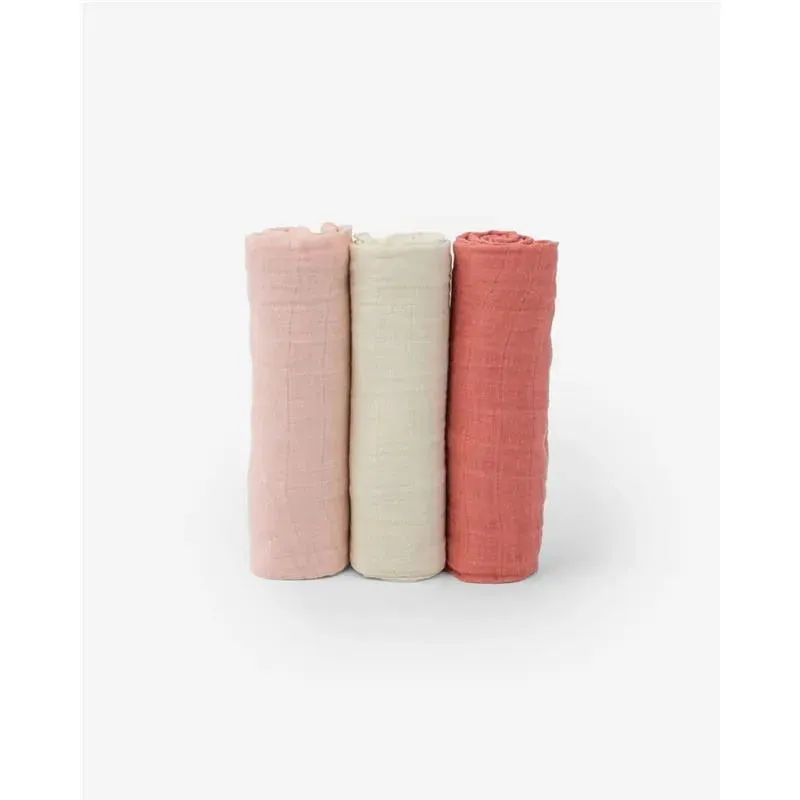 Little Unicorn Cotton Muslin Swaddle 3 Pack Rose Petal - Image 3