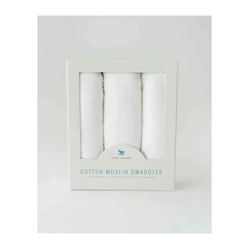 Little Unicorn Cotton Swaddle Set, White - Image 5