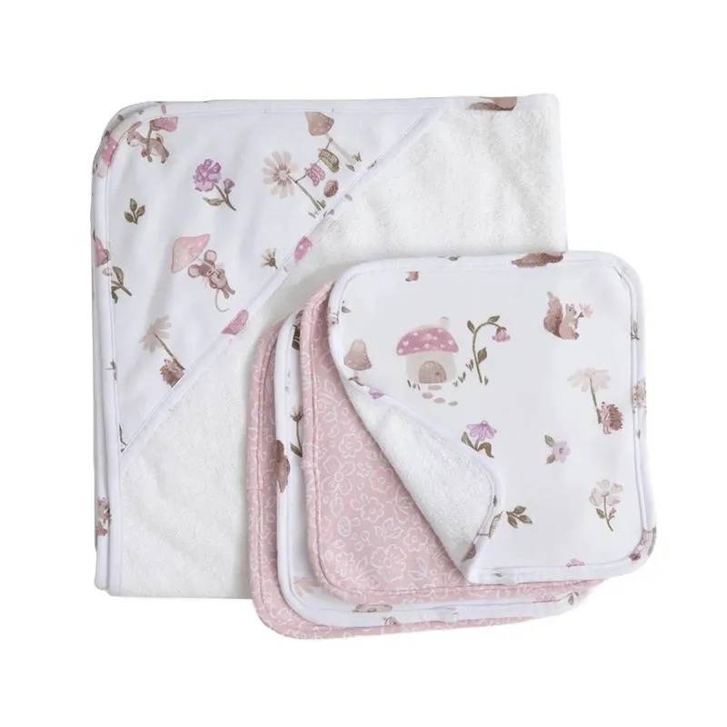 Living Textiles - 5Pc Bath Gift Set,- Mushroom House