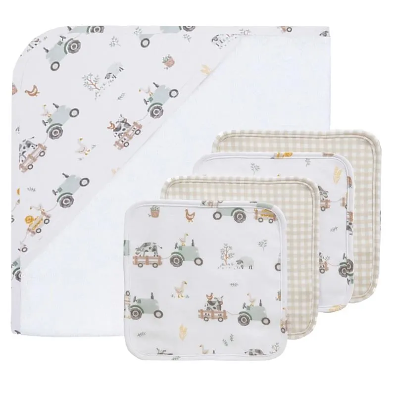 Living Textiles - 5Pc Bath Gift Set, Tractor Ride