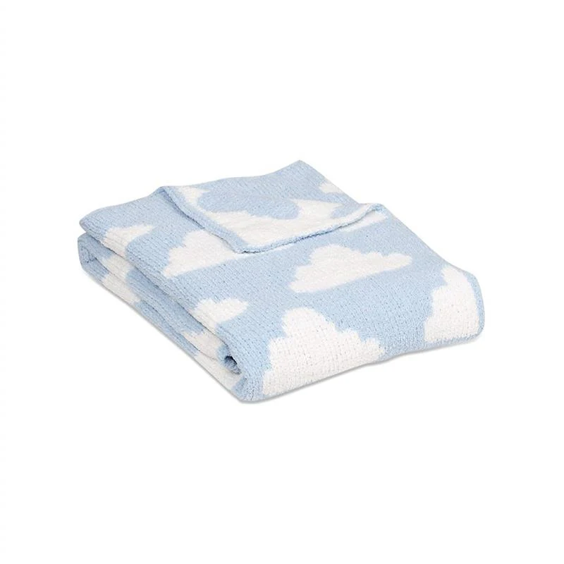 Living Textiles Chenille Baby Blanket - Blue Clouds - Image 2