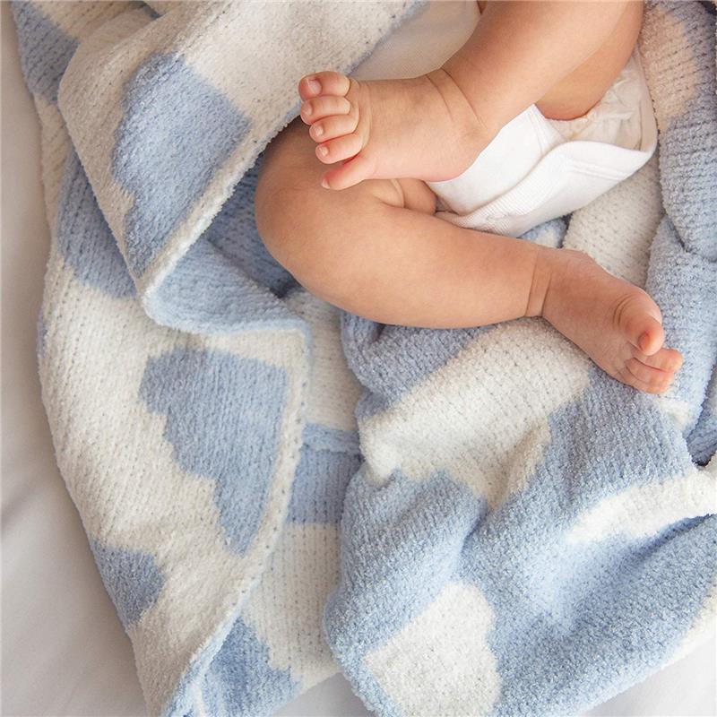 Living Textiles Chenille Baby Blanket - Blue Clouds - Image 4