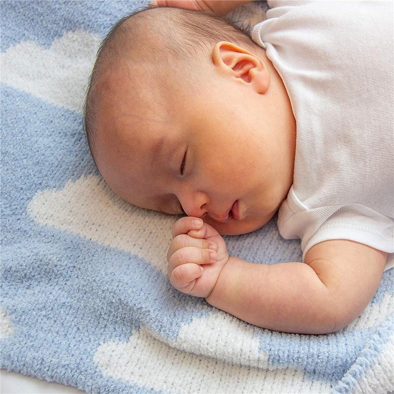 Living Textiles Chenille Baby Blanket - Blue Clouds - Image 5