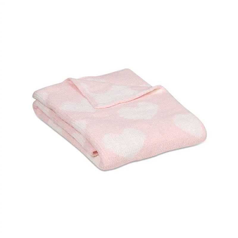Living Textiles Chenille Baby Blanket - Pink Hearts - Image 2