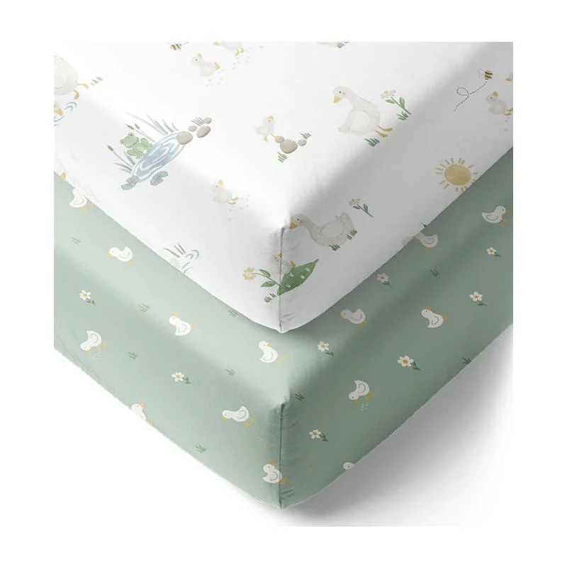 Living Textiles - Cotton Jersey Fitted Sheet Little Geese - Image 3