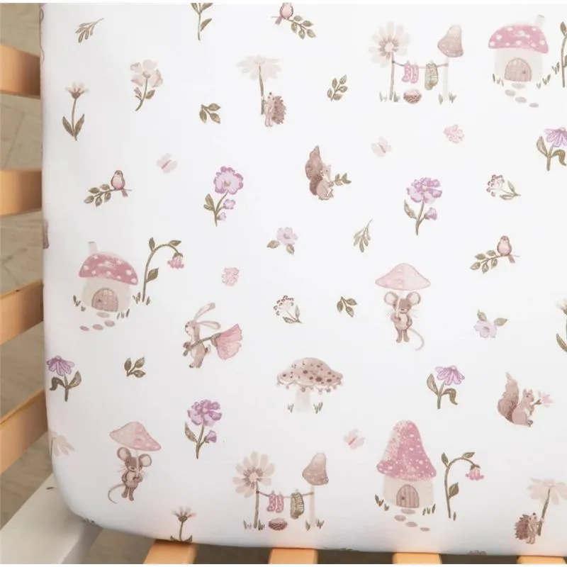 Living Textiles - Cotton Jersey Fitted Sheet, Mushroom House - Image 2