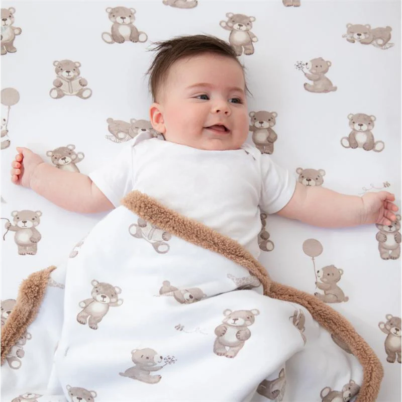 Living Textiles - Jersey Sherpa Blanket Cuddly Bear - Image 5