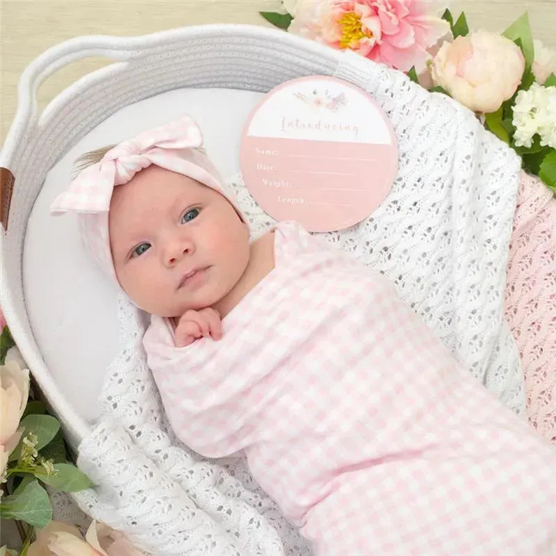 Living Textiles - Newborn Hello World Gift Set, Pink Gingham