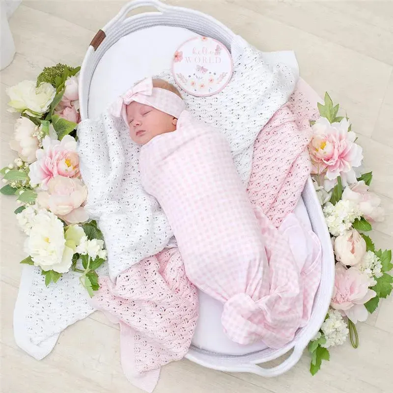 Living Textiles - Newborn Hello World Gift Set, Pink Gingham - Image 4