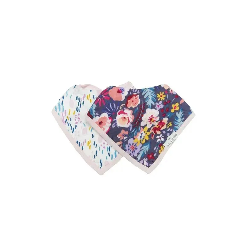 Loulou Lollipop - Bib Set Muslin, Dark Field Flowers