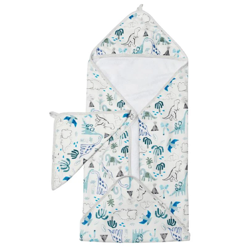 Loulou Lollipop Hooded Towel Set Dinosaurs