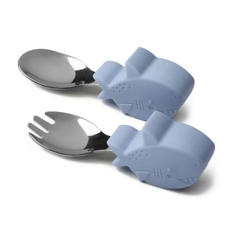 Loulou Lollipop Learning Utensils Set, Smiley Sharks