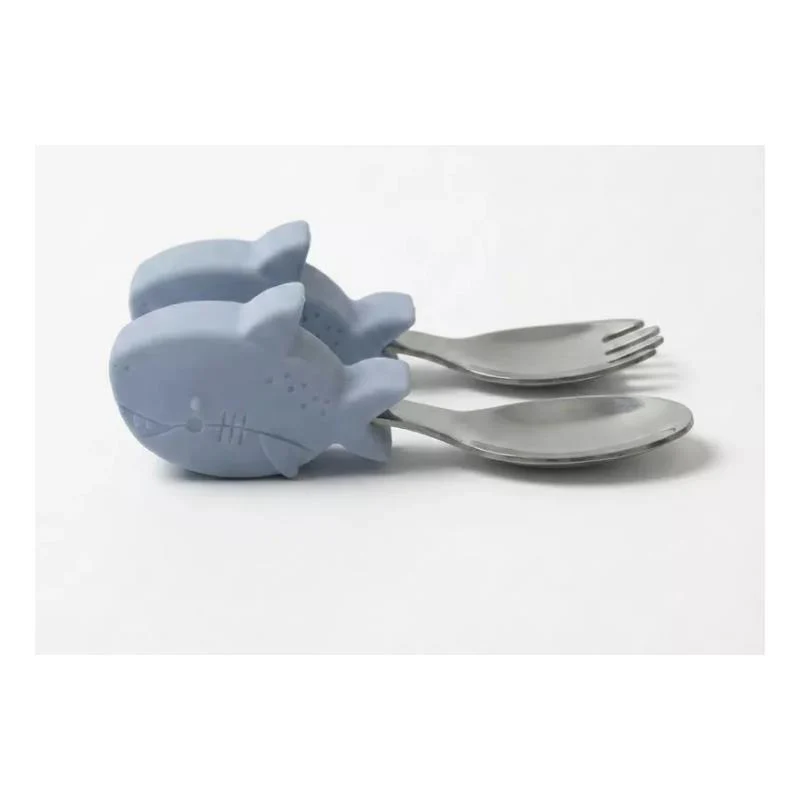 Loulou Lollipop Learning Utensils Set, Smiley Sharks - Image 2