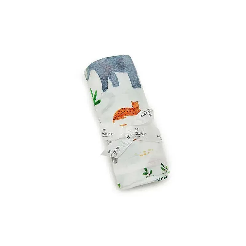Loulou Lollipop Muslin Baby Swaddle - Safari Jungle
