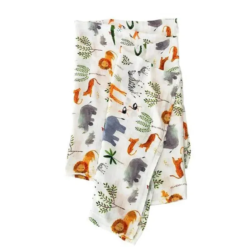 Loulou Lollipop Muslin Baby Swaddle - Safari Jungle - Image 2