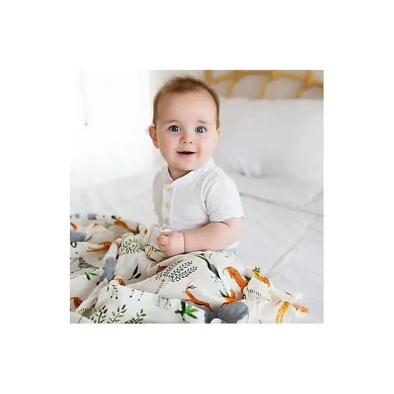 Loulou Lollipop Muslin Baby Swaddle - Safari Jungle - Image 5