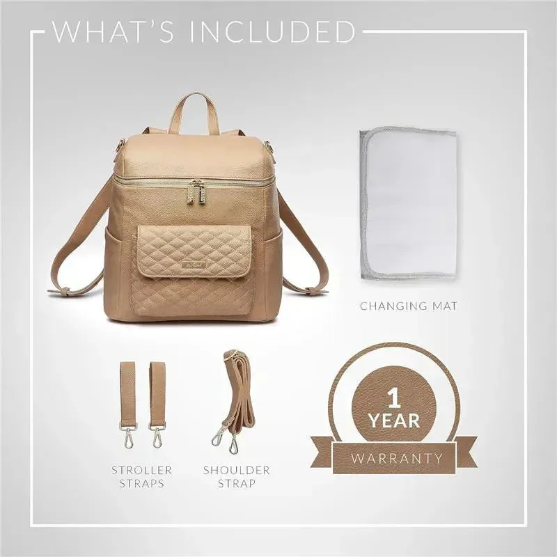 Luli Bebe - Monaco Diaper Bag Backpack, Latte-Brown - Image 5