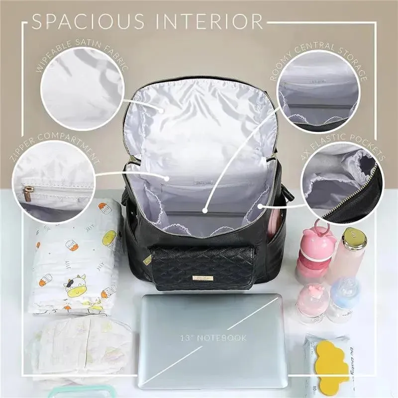 Luli Bebe - Monaco Diaper Bag Backpack, Latte-Brown - Image 7
