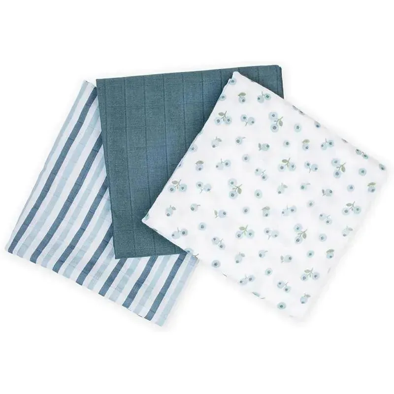 Lulujo - 3Pk Blueberries Muslin Receiving Blankets - Image 4