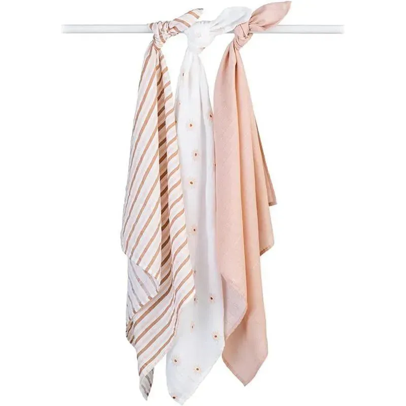 Lulujo - 3Pk Daisies Muslin Receiving Blankets - Image 3