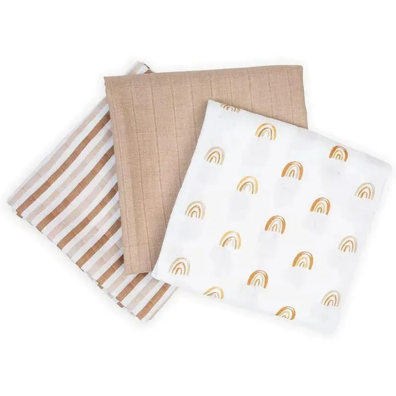 Lulujo - 3Pk Rainbows Muslin Receiving Blankets - Image 4
