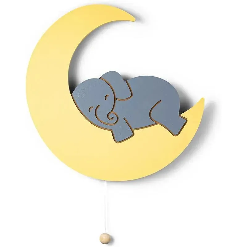 LumieWorld - Lumipets Lighted Elephant on Moon, Nursery Night Light, Wall Mounted Lighted