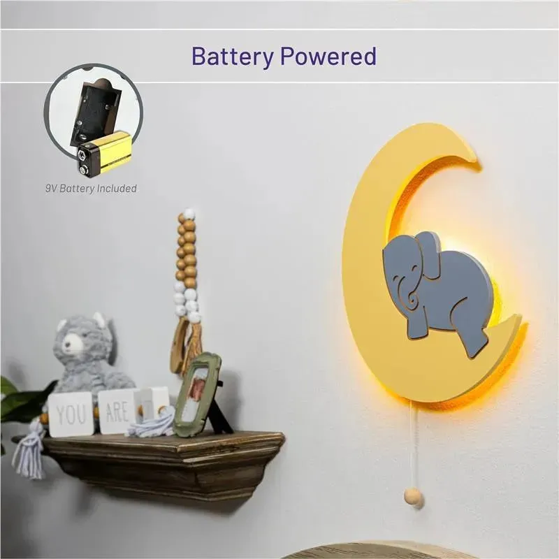 LumieWorld - Lumipets Lighted Elephant on Moon, Nursery Night Light, Wall Mounted Lighted - Image 2