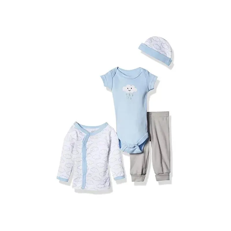 Luvable Friends - 4Pk Baby Boy Cotton Preemie Layette Set