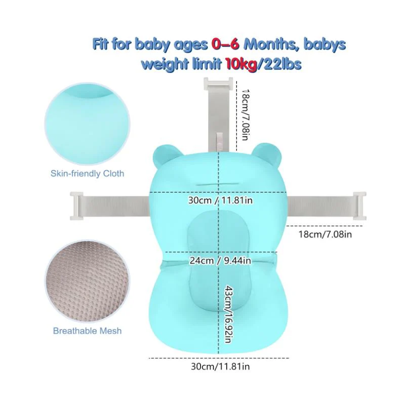 Macrobaby - Breathable Bath Net – Blue Bear | Soft & Adjustable Baby Bath Seat - Image 2