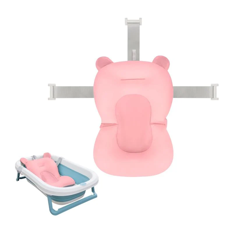 Macrobaby - Breathable Bath Net – Pink Bear | Soft & Adjustable Baby Bath Seat