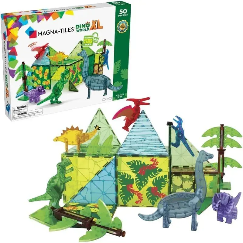 Magnatiles - Dino World XL 50-Piece Magnetic Construction Set