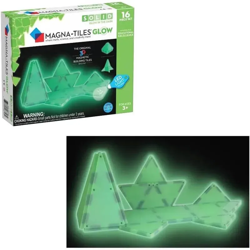 Magnatiles - Glow 16-Piece Magnetic Construction Set
