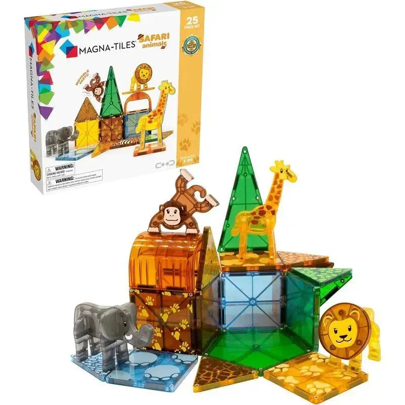 Magnatiles - Safari Animals 25-Piece Magnetic Construction Set