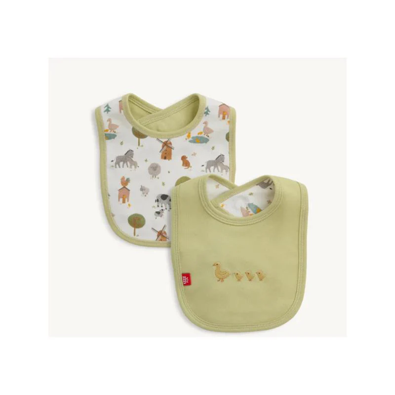 Magnetic Me - 2Pk Funny Farm Organic Cotton Bib One Size