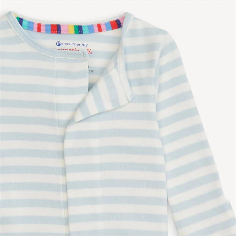 Magnetic Me - Baby Boy Blue Stripe Organic Cotton Coverall - Image 2