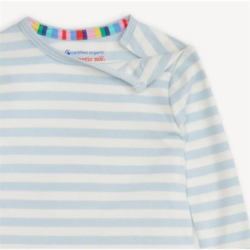 Magnetic Me - Baby Boy Blue Stripe Organic Cotton Long Sleeve Pajamas - Image 2