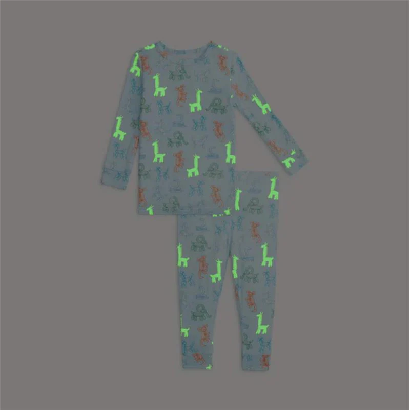 Magnetic Me - Blue Party Animals Glow In The Dark Mo Long Sleeve Pajamas - Image 2