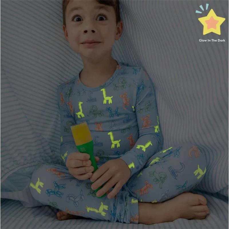 Magnetic Me - Blue Party Animals Glow In The Dark Mo Long Sleeve Pajamas - Image 4
