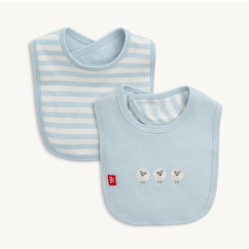 Magnetic Me - Blue Stripe Organic Cotton Reversible Bib