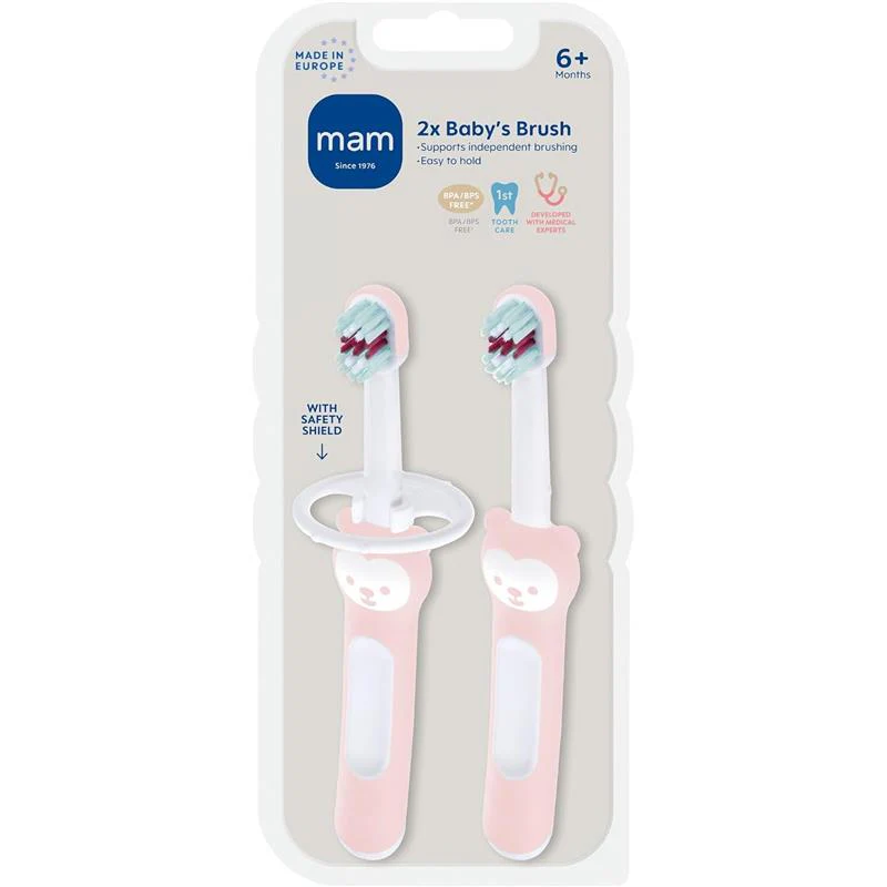 Mam - 2Pk Baby Toothbrush Pink, 6M