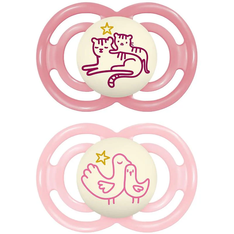 Mam - 2Pk Perfect Night Baby Pacifier Girl, 6/16M